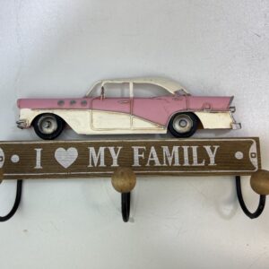 Vintage kapstok/sleutelrek roze Cadillac