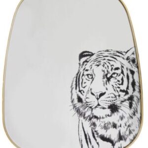 Gouden spiegel met tijger opdruk zwart/wit