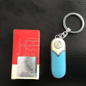 Retro Bus metalen sleutelhanger in blauw /beige