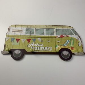 Houten kapstok retro bus geel