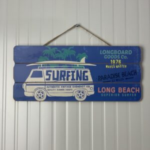 Houten wandbord Retro Bus Long Beach