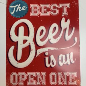 Metalen wandbord best beer is an open one