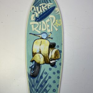 Houten surfplank wandbord surf rider Vespa look groot