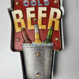 Metalen wandbord "Cold Beer" met led verlichting