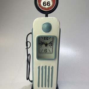 Retro Route 66 benzinepomp bureauklok blauw metaal