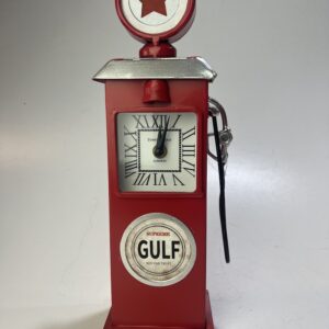 Retro Gulf benzinepomp klok Rood Metaal