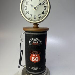 Retro Route 66 benzinepomp bureauklok Bruin metaal