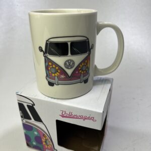 Volkswagen Busje VW T1 - Mok - Koffie beker- Summer Flower Power - Roze&Wit - Porselein - 300ml