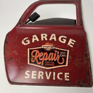 Retro Metalen Muurdecoratie ? Garage service repair Autodeur met Spiegel ? Vintage