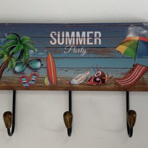 Kapstokje met 3 haken Retro look summer 25 x 16 cm