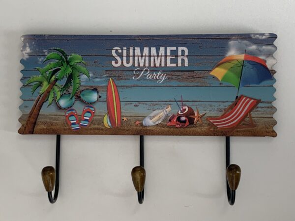Kapstokje met 3 haken Retro look summer 25 x 16 cm