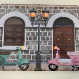 Canvas afbeelding met led 2 Vespa's