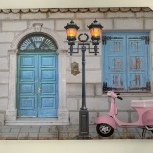Canvas afbeelding Roze Vespa met licht