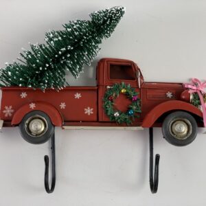 Wandbord kerst look pick up truck met kerstboompje