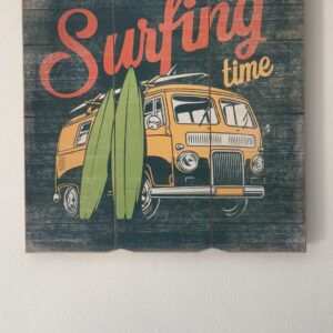 Houten wandbord "Surfing time"