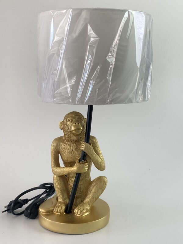 Gouden zittende aap lamp met kap 41 x 21 cm - Afbeelding 3