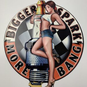 Metalen wandbord "bigger spark, more bang"