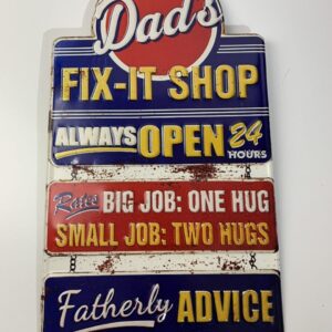 Metalen wandbord "Dad's fix-it shop"