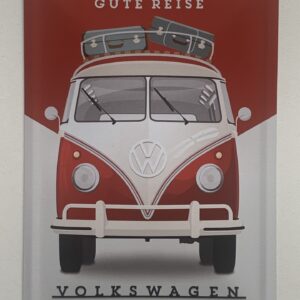 Metalen Retro Bus postkaart / verjaardagskaart