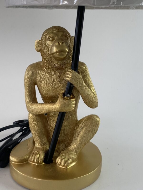 Gouden zittende aap lamp met kap 41 x 21 cm - Afbeelding 2
