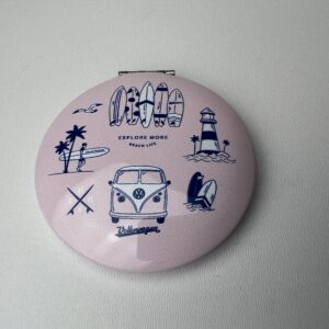 Make Up Spiegeltje Compact Volkswagen Busje VW T1 Explore More & The Waves are Calling - 6,5cm