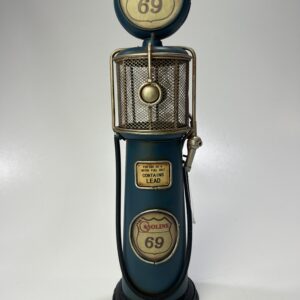 Benzinepomp retro look blauw metaal Gasoline