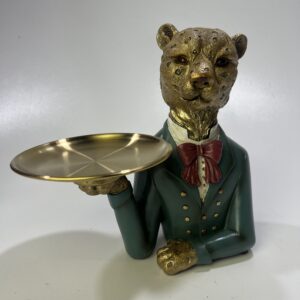 Uniek Luipaard beeld met plateau groen